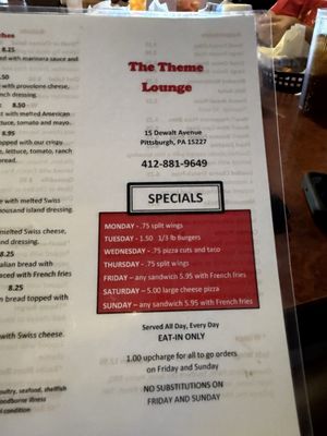 Menu photo 2 Theme Pittsburgh, PA