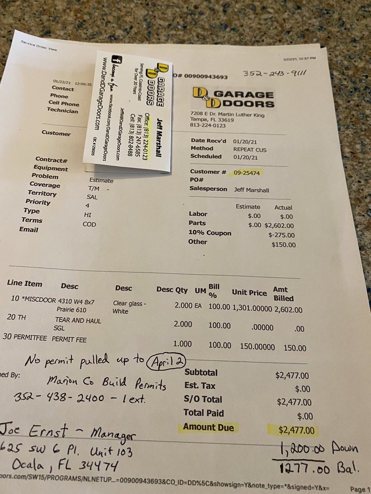 D & D GARAGE DOORS Updated September 2024 5625 SW 6th Pl, Ocala