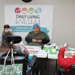 Our Director of Daily Living Centers participants playing Bingo every Monday and Wednesday afternoon