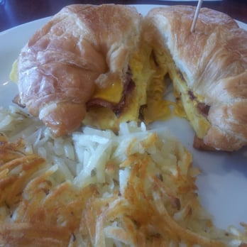 Corky's Kitchen & Bakery - Breakfast croissant sandwich with bacon. Not on the menu. - Bakeries Near Me - Corona, California