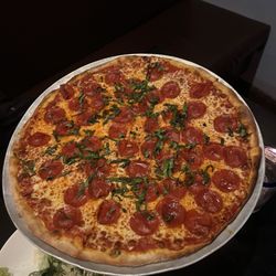 Abatino's Pizza & Pasta - Pepperoni pizza with basil