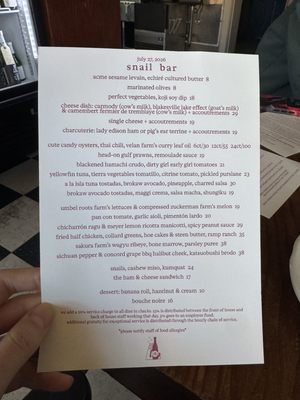 Menu photo 3 Snail Bar Oakland, CA Menu photo 3 Snail Bar Oakland, CA