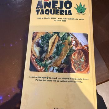 Añejo Taqueria - Menu - Tacos Near Me - Fort Worth, Texas