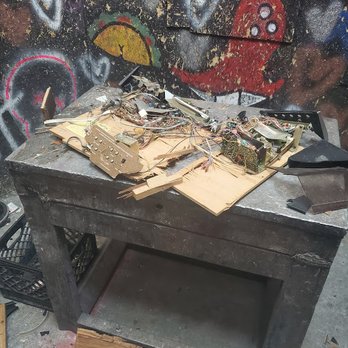 Axehole Vegas - Record player after smashing - Axe Throwing Near Me - Las Vegas, Nevada Axehole Vegas - Record player after smashing - Axe Throwing Near Me - Las Vegas, Nevada