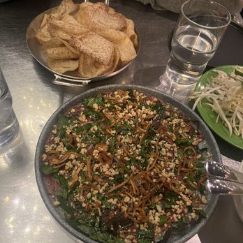 Lunch Lady - Beef carpaccio with a side of taro chips - Vietnamese Near Me - Vancouver, British Columbia