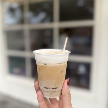Maru Coffee - 8oz Iced Breve Macchiato (~$6) - after mixing - Coffee & Tea Near Me - Los Angeles, California