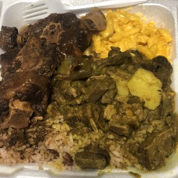 Jam Cafe - Oxtail and Goat Combo with Mac and cheese rice and pea. - Caribbean Near Me - Virginia Beach, Virginia Jam Cafe - Oxtail and Goat Combo with Mac and cheese rice and pea. - Caribbean Near Me - Virginia Beach, Virginia