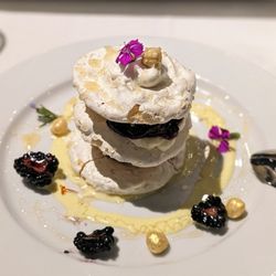Brezo Restaurant - Blackberry hazelnut dacquoise, paired with Graham's 10 year tawny porto.