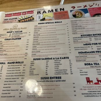 Eshin Ramen & Sushi - Menu - Sushi Bars Near Me - Poughkeepsie, New York