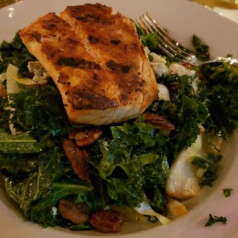 Mister O's - Salmon with a kale walnut apple salad - American Near Me - Los Angeles, California Mister O's - Salmon with a kale walnut apple salad - American Near Me - Los Angeles, California
