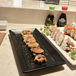 Ondori Asian Kitchen - Las Vegas Roll Crunchy Roll  Shrimp Tempura Roll  Smoke on the Alaska Roll*
