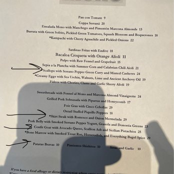 Casa Mono - Menu with the items I reviewed - Spanish Near Me - New York, New York Casa Mono - Menu with the items I reviewed - Spanish Near Me - New York, New York
