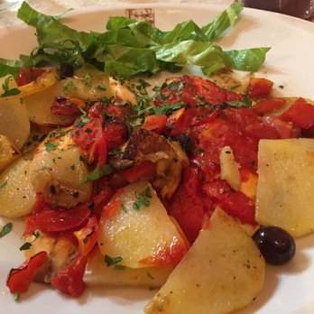 Al Callarello - Spigola con patate pomodorini e olive - Italian Near Me - Rome, RM Al Callarello - Spigola con patate pomodorini e olive - Italian Near Me - Rome, RM