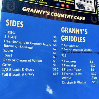 Granny's Country Cafe - Menu - Breakfast & Brunch Near Me - Visalia, California