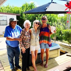 Unique Pools Spas & Billiards - My disabled Vet husband Frank, my beautiful 100 years young Mom, my amazing sister Lisa and me getting ready to enjoy our new spa! :o)