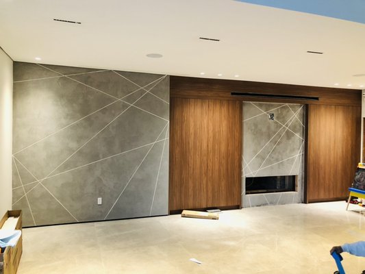 Cement Style With Lines - This is a cement style wall with lines. This wall closely resembles the look of cement but is actually textured paint! The lines add an elegant and modern touch. Each wall is done with extreme detail for the most amazing results Cement Style With Lines - This is a cement style wall with lines. This wall closely resembles the look of cement but is actually textured paint! The lines add an elegant and modern touch. Each wall is done with extreme detail for the most amazing results