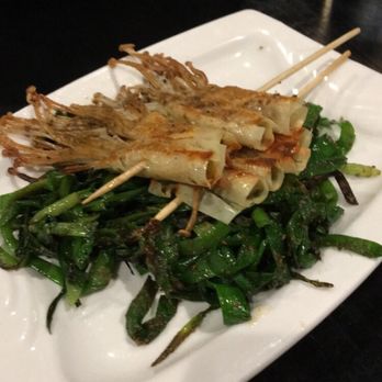 Mala Restaurant - Enoki Mushroom skewer and chives. must get!!! - Szechuan Near Me - Boston, Massachusetts Mala Restaurant - Enoki Mushroom skewer and chives. must get!!! - Szechuan Near Me - Boston, Massachusetts