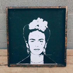 Pallet Rescue - Layered stencil poster of the famous Frida Kahlo
