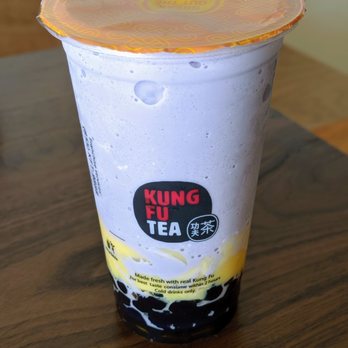 Kung Fu Tea - Taro Slush with Pearls and Pudding - Bubble Tea Near Me - Cedar Park, Texas