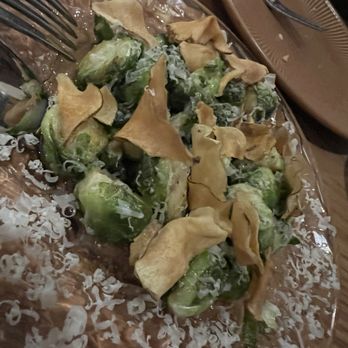 Burdell - BLISTERED BRUSSELS CAESAR - $18 - lacopi Brussels dressed with sunchoke Caesar, aged cheddar. - Soul Food Near Me - Oakland, California