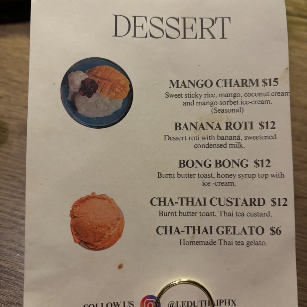 LeDu Thai - Dessert menu - Thai Near Me - Phoenix, Arizona LeDu Thai - Dessert menu - Thai Near Me - Phoenix, Arizona
