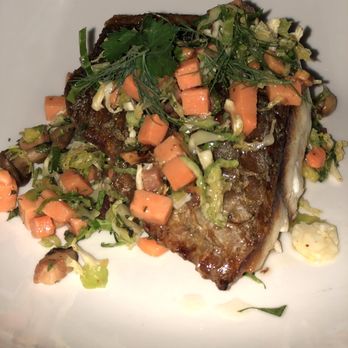 The Optimist - Redfish: Brussel sprouts, sweet potato, beech mushroom, bacon vinaigrette...... - Seafood Near Me - Atlanta, Georgia