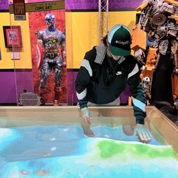 My 16-year-old son playing with the interactive topography map. My 16-year-old son playing with the interactive topography map.
