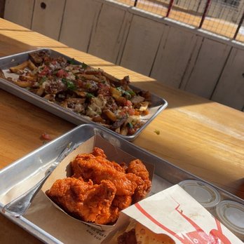 The Crack Shack - Firebird burger amd loaded fries with chicken nuggets - Chicken Shop Near Me - Costa Mesa, California