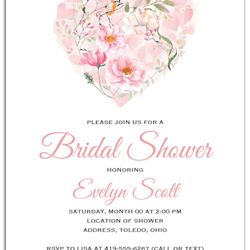 Rose heart bridal shower invitaiton