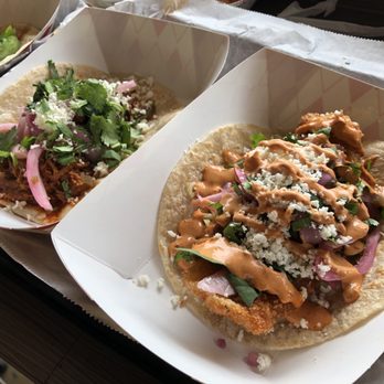 Liberty Taco - Citrus pork (left), Baja fish (right) - Mexican Near Me - Houston, Texas Liberty Taco - Citrus pork (left), Baja fish (right) - Mexican Near Me - Houston, Texas