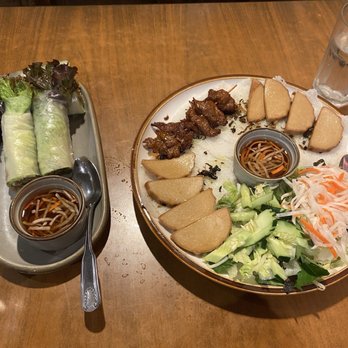 Blossom Vegetarian - Shredded Pork Fresh Rolls, Banh Hoi Special Platter - Vietnamese Near Me - Renton, Washington