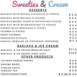 Sweeties & Cream - Desserts and other items menu