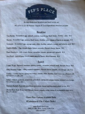 Menu photo 2 Peps Place Tahoe Vista, CA Menu photo 2 Peps Place Tahoe Vista, CA