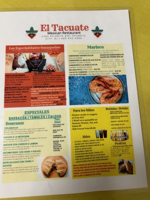 Menu photo 1 El Taquate Mexican Restaurant Atlantic City, NJ Menu photo 1 El Taquate Mexican Restaurant Atlantic City, NJ