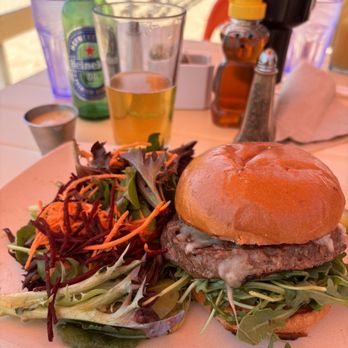 Back On the Beach - Back on the Beach Burger with side salad. - American Near Me - Santa Monica, California