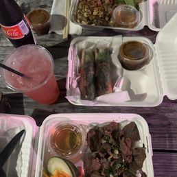 Grilled Chicken Vermicelli Bowl Spring Rolls (2) Hibiscus Limeade (20oz) Grilled Pork Rice Plate Grilled Chicken Vermicelli Bowl Spring Rolls (2) Hibiscus Limeade (20oz) Grilled Pork Rice Plate