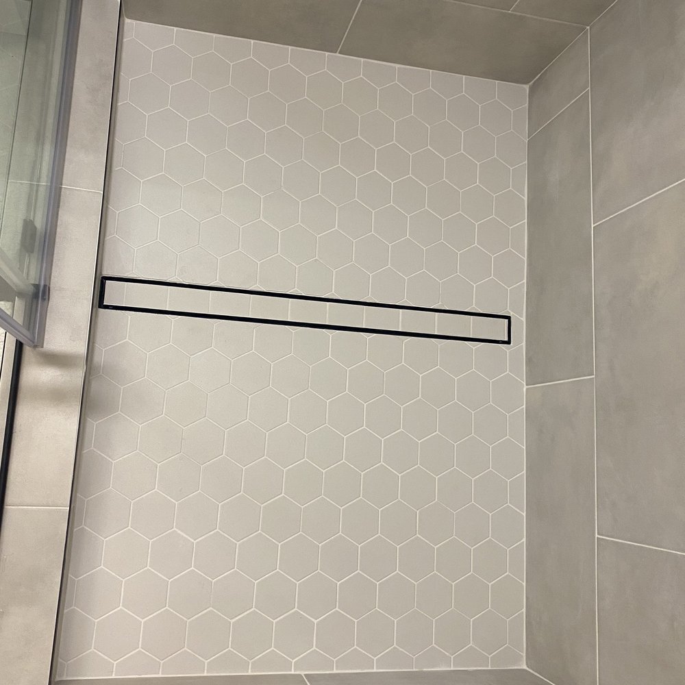 Y Group Remodeling - Linear drain tiled to match flooring. - General Contractors Near Me - San Ramon, California Y Group Remodeling - Linear drain tiled to match flooring. - General Contractors Near Me - San Ramon, California