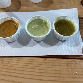 Tacos Chilango - Different salsas, the one in the middle... BOMB! - Mexican Near Me - Litchfield Park, Arizona Tacos Chilango - Different salsas, the one in the middle... BOMB! - Mexican Near Me - Litchfield Park, Arizona