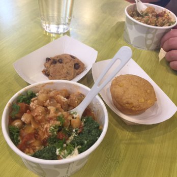 The Full Bowl - The Moroccan Chickpea Stew with a corn muffin. For desert....a chocolate chip cookie. All vegan and delicious!!!! - Vegan Near Me - Cedar Rapids, Iowa The Full Bowl - The Moroccan Chickpea Stew with a corn muffin. For desert....a chocolate chip cookie. All vegan and delicious!!!! - Vegan Near Me - Cedar Rapids, Iowa