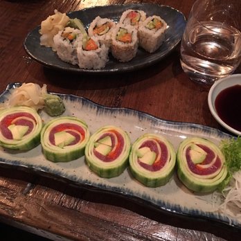 Yamazaru - Top: Spicy Salmon Roll, Bottom: Southern Beauty Roll - Sushi Bars Near Me - Charlotte, North Carolina Yamazaru - Top: Spicy Salmon Roll, Bottom: Southern Beauty Roll - Sushi Bars Near Me - Charlotte, North Carolina