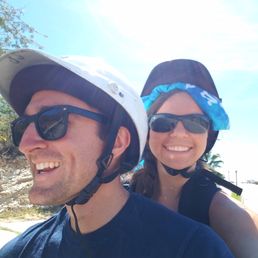 Having so much fun. Not scary at all considering we'd never ridden a scooter or motorcycle before.