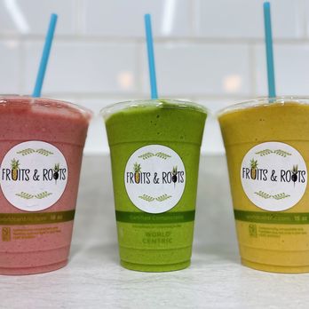 Fruits & Roots - three smoothie cups with straws - Juice Bars & Smoothies Near Me - Roanoke, Virginia Fruits & Roots - three smoothie cups with straws - Juice Bars & Smoothies Near Me - Roanoke, Virginia