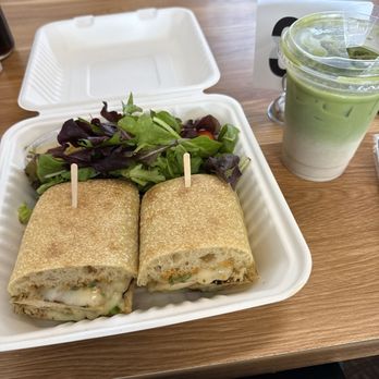 LA Prime Caffe - Spicy Chicken Sandwich & Hortchata Matcha Latte iced - Breakfast & Brunch Near Me - Los Angeles, California LA Prime Caffe - Spicy Chicken Sandwich & Hortchata Matcha Latte iced - Breakfast & Brunch Near Me - Los Angeles, California
