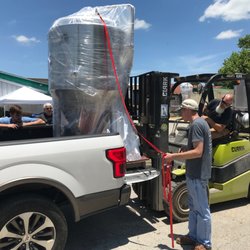 Iron Bridge Icehouse - Equipment delivery truck was too big to fit, so we had to unload at the feed store and take over one piece at a time.
