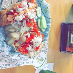 Taco Fish La Paz - One Fish Taco and One Shrimp Quesadilla