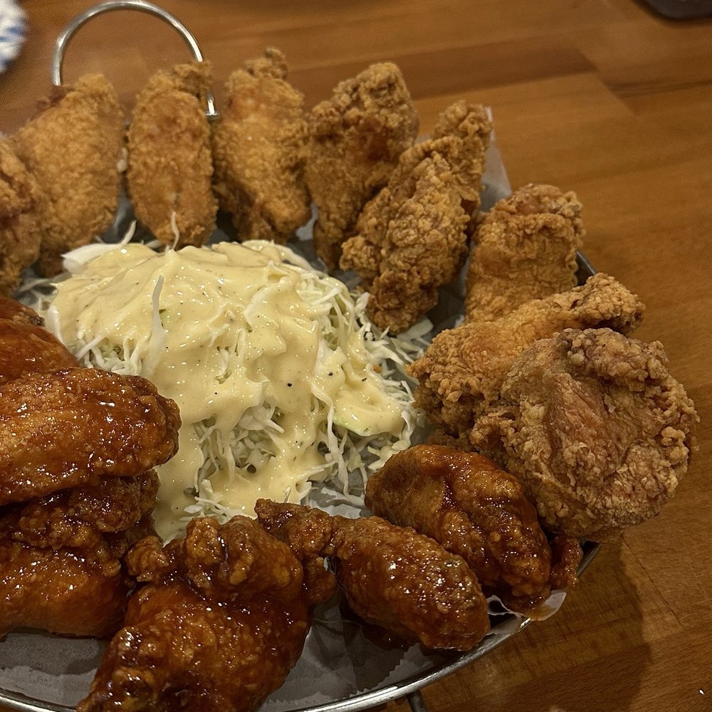 half Yangyum Fried Chicken, half plain half Yangyum Fried Chicken, half plain