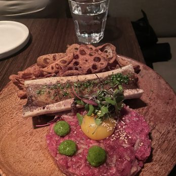 Danbi - Beef tartare with bone marrow and daikon lotus chips - Korean Near Me - Los Angeles, California