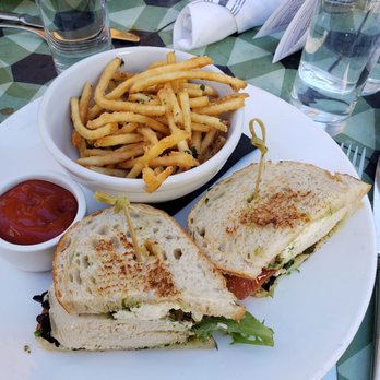 Agustin Kitchen - Pesto chicken sandwich with garlic fries - New American Near Me - Tucson, Arizona