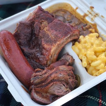 The Pig’s Gig BBQ - Three meat combo - hot link, baby back ribs, tri-tip with Bourbon Baked Beans and Creamy Mac-N-Cheese - Barbeque Near Me - San Diego, California The Pig’s Gig BBQ - Three meat combo - hot link, baby back ribs, tri-tip with Bourbon Baked Beans and Creamy Mac-N-Cheese - Barbeque Near Me - San Diego, California