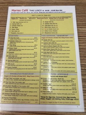 Menu photo 1 Marie's Cafe London, XGL